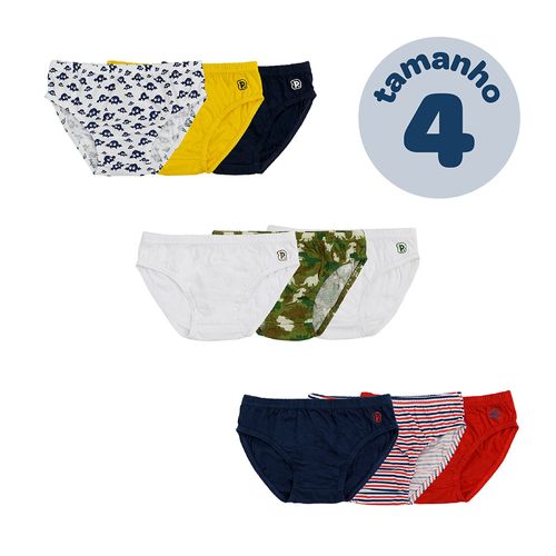 Cueca infantil kit com 3 peças 04 anos masculino Pimpolho