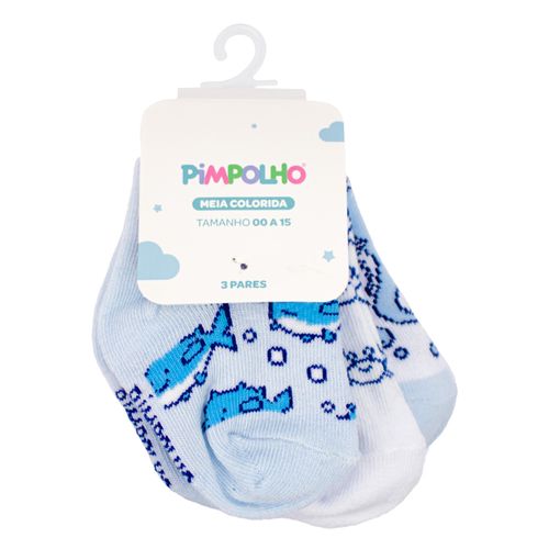 Kit meia colorida C/3 pares tag 00-15 masculino Pimpolho