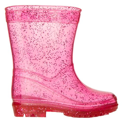 Galocha infantil transparente glitter rosa feminina Pimpolho