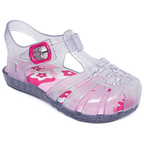 Sandália infantil charme transparente glitter