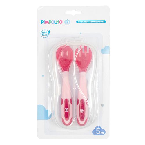 Kit talher termosensível para viagem feminino Pimpolho