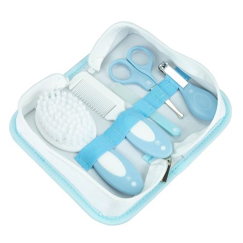 kit cuidados com bebê 5 peças + necessaire: tesoura, cortador, lixa de unha, pente e escova mas Pimp