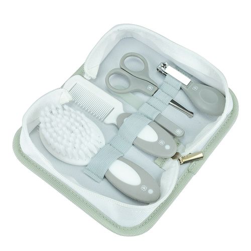 kit cuidados com bebê 5 peças + necessaire: tesoura, cortador, lixa de unha, pente e escova uni Pimp