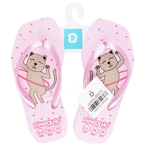 Chinelo quadradinho slim Rosa/Gato fem Pimpolho
