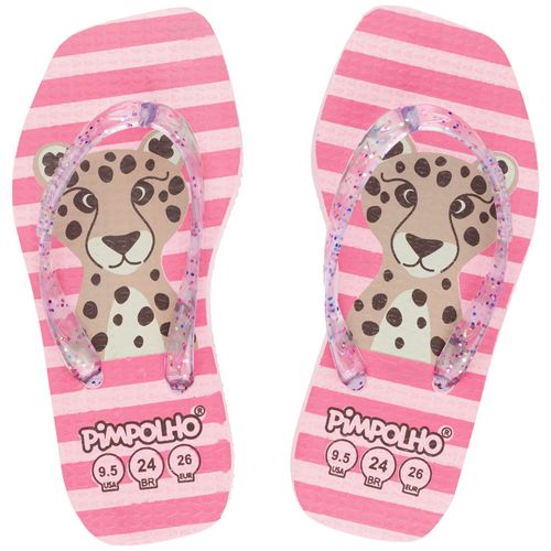 Chinelo quadradinho slim Rosa/Onça fem Pimpolho