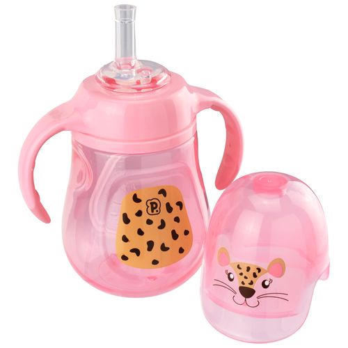 Copo de treinamento bichinho com alça e tampa 280ML feminino Pimpolho