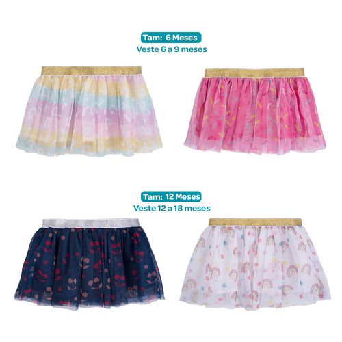 Saia de tule infantil Tam 09 e 12 meses fem Pimpolho