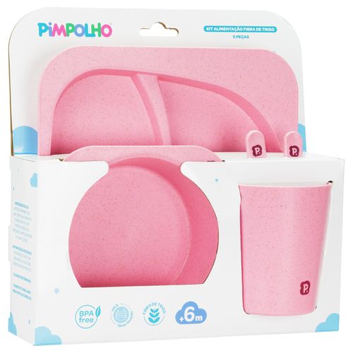 Kit de alimentação com 5 peças fibra de trigo feminino Pimpolho
