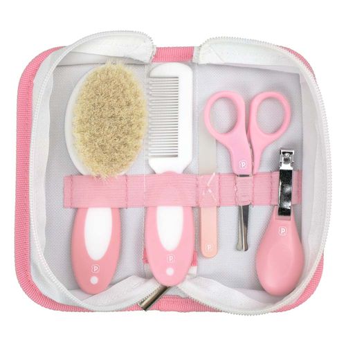 Kit higiene com cerdas naturais C/5 peças e necessaire feminino Pimpolho