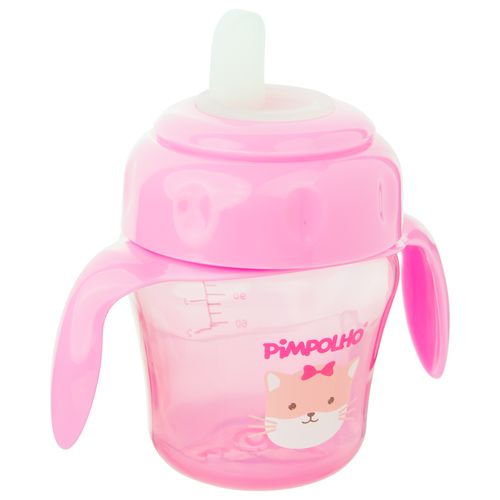 Copo de treinamento com alça e bico flexível 150ML gato feminino Pimpolho