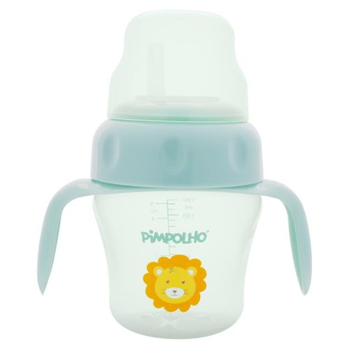 Copo de treinamento com alça e bico flexível 150ML leão masculino Pimpolho