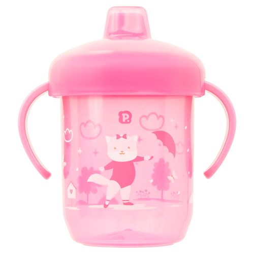 Copo de treinamento bico rígido com alça e tampa 240ML feminino Pimpolho