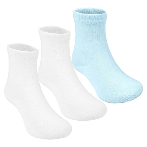 Kit meia lisa 3 prs/tag cano alto 16-20 branca/azul masculina Pimpolho