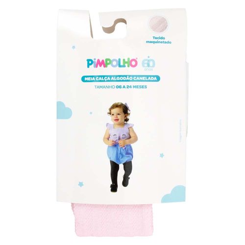 Meia calça algodão canelada 06 A 24 Meses feminino Pimpolho
