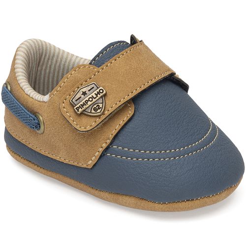 Sapato dockside infantil Pimpolho caramelo/azul