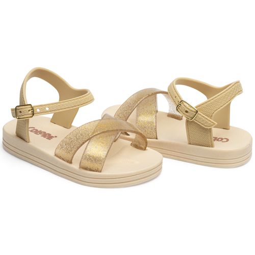 Sandália infantil glam dourada