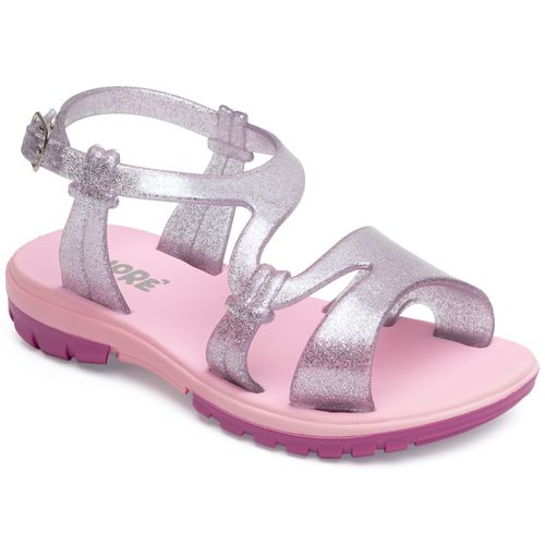 Sandália infantil gloss glitter lilas