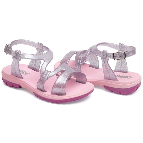 Sandália infantil gloss glitter lilas