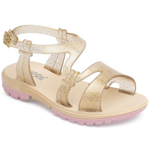 Sandália infantil gloss glitter dourada
