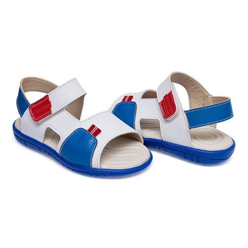 Sandália infantil colors Pimpolho branca/azul