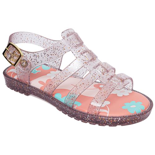 Sandália gladiadora infantil nude glitter