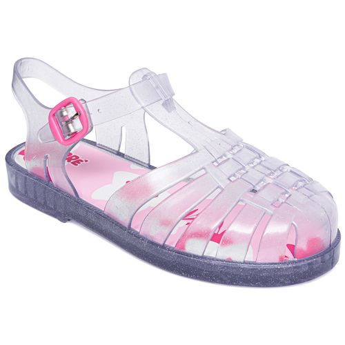 Sandália infantil charme transparente glitter