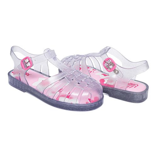Sandália infantil charme transparente glitter