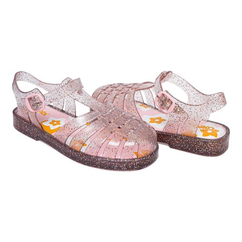 Sandália infantil charme nude glitter