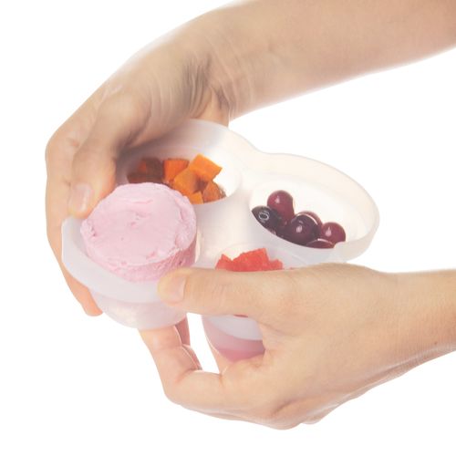 Porta papinha de silicone com tampa para congelar 240ml fem Pimpolho