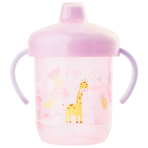 Copo de treinamento bico rígido c/alça e tampa 240ml girafa fem Pimpolho
