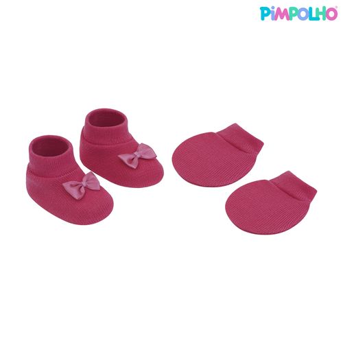 Kit sapato e luva RN feminino Pimpolho