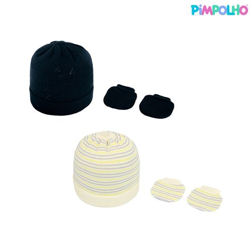 Kit gorro e luva RN masculino Pimpolho