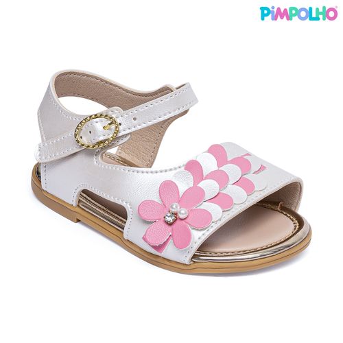 Sandália infantil flora Pimpolho branca