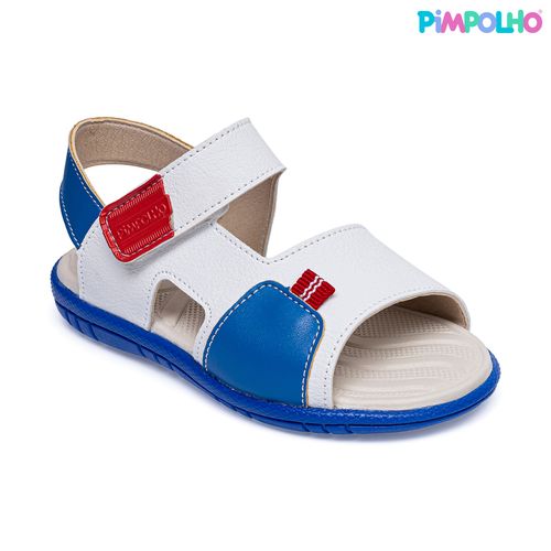 Sandália infantil colors Pimpolho branca/azul