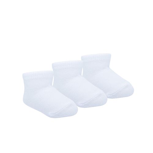 Kit meia lisa 3 prs/tag cano baixo 00-15 branca unissex Pimpolho