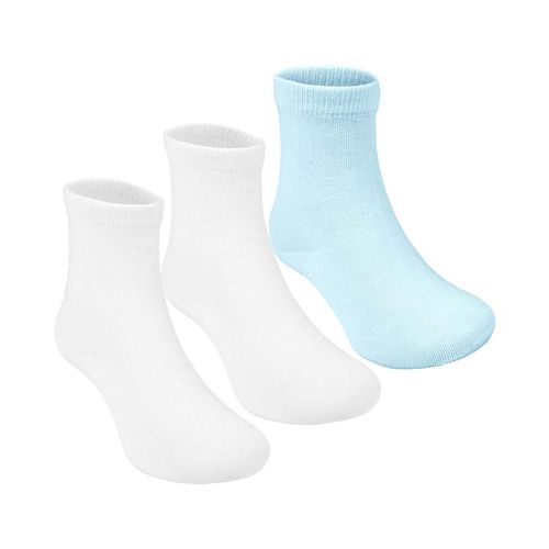 Kit meia lisa 3 prs/tag cano alto 16-20 branca/azul masculina Pimpolho