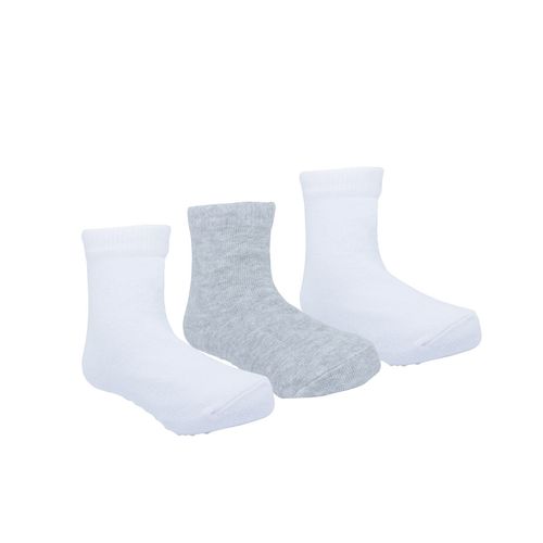 Kit meia lisa 3 prs/tag cano alto 16-20 branca/cinza unissex Pimpolho