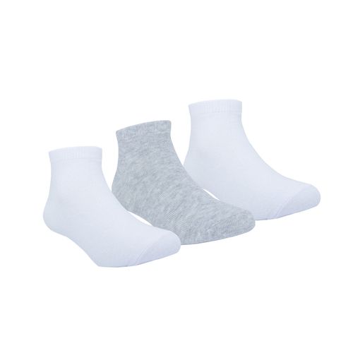 Kit meia lisa 3 prs/tag cano baixo 31-34 branca/cinza unissex Pimpolho