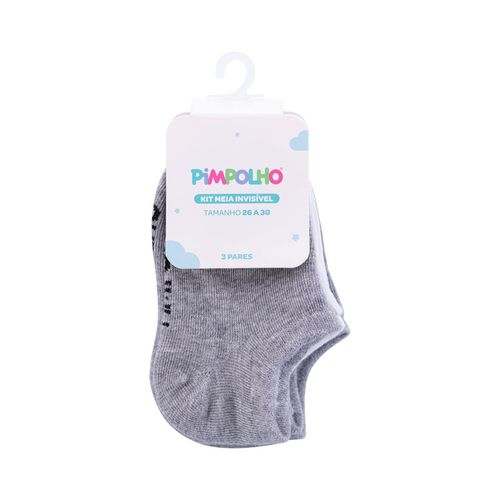 Kit Meia Lisa 3 prs/tag Invisivel cinza/branca 26-30 Unissex Pimpolho