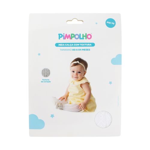 Meia calça com textura coração 00-04 Meses feminino Pimpolho